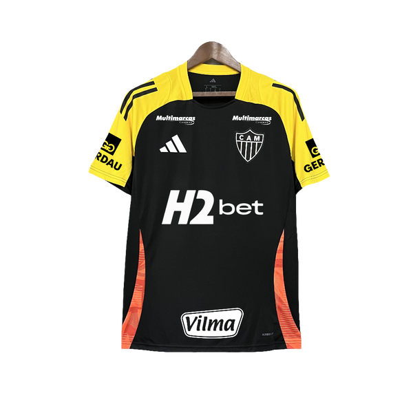 Camisa Atlético Mineiro 25/26 Treino - Todos os Patrocínios - Preto - Versão Torcedor